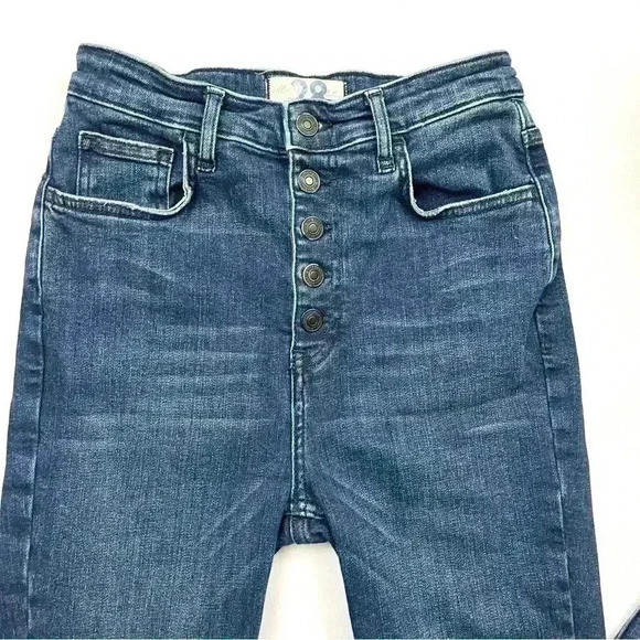 Free People Button Fly Sabrina Distressed High Waist Skinny Jeans Size 28 - Picture 4 of 16
